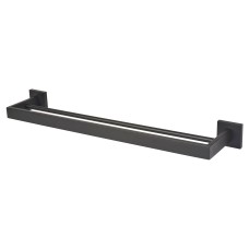Exel Modern Double Round Towel Rail - 600 x 120 x 55mm - Matt Black