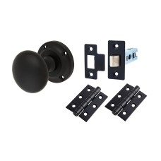 Exel Victorian Mortice Door Knob Kit - 57mm Rose Diameter - Matt Black
