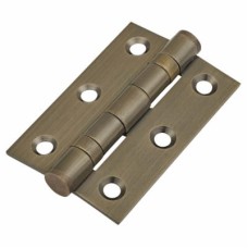 Twin Ball Bearing Butt Door Hinge - 75 x 50 x 2mm - Antique Polished Brass - Pair
