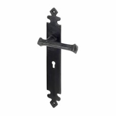 Olde Forge Antique Black Gothic Keyhole Lock Door Handle - Long Plate - 285 x 45mm
