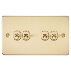 Knightsbridge 10AX 4 Gang 2 Way Flat Plate Toggle Light Switch - Brushed Brass