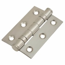 Twin Ball Bearing Butt Door Hinge - 75 x 50 x 2mm - Polished Stainless Steel - Pair
