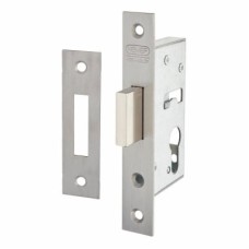 Nemef 9600 Narrow Style Euro Deadlock - 55mm Case - 40mm Backset - Satin Stainless Steel
