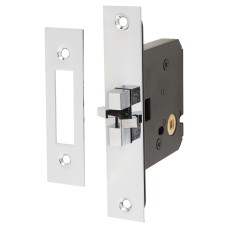 Jedo Sliding Door Bathroom Lock - 76mm Case - 56mm Backset - Polished Chrome