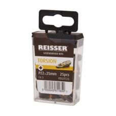Reisser Torsion Driver Bits - Pozi - PZ2 - 25mm Length - Pack of 25