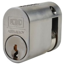 UNION J2X1 Pattern 5 Pin 40mm Oval Single Cylinder - 32 + 8mm - Satin Chrome - Keyed to Differ