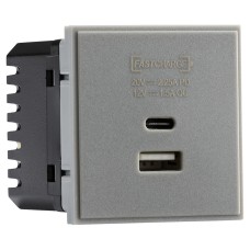 Knightsbridge 1 Gang Type A/C USB Charger Euro Module - 2.25A - Grey