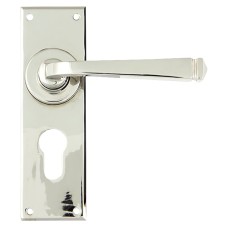 From The Anvil Polished Nickel Euro Lock Door Handle - Avon Range - 152 x 48mm