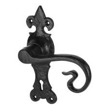 Olde Forge Antique Black Iron Curly Tail Keyhole Lock Door Handle - Devon Range - 170 x 52mm