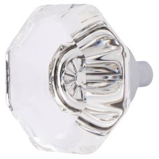 Exel Clear Glass Octagon Cabinet Knob - 32mm Diameter - Polished Chrome