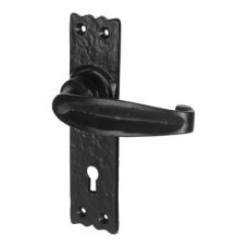 Olde Forge Antique Black Iron Tudor Keyhole Lock Door Handle - 152 x 38mm
