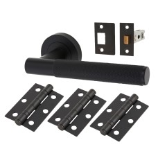Serozzetta by Carlisle Brass Lagos Knurled Latch Door Handle on Rose Ultimate Kit - Matt Black
