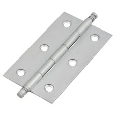 Solid Drawn Finial Butt Cabinet Hinge - 64 x 35 x 1.45mm - Satin Chrome - Pair