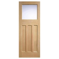 LPD DX 30's 1 Light Frosted Glazed Unfinished Solid Internal Door - 1981 x 762 x 35mm - Oak