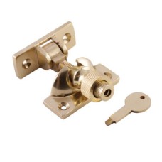 Hampstead Locking Brighton Screw Pattern Sash Window Fastener - 57 x 22mm - Polished Brass