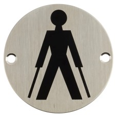 Exel Ambulant Toilet Door Sign - 75mm Diameter - Satin Stainless Steel