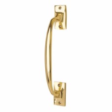 Traditional Light Cast D-Bar Door Pull Handle - Screw Fix - 250mm Centres - Polished Brass