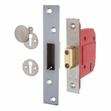 UNION 2100S StrongBOLT BS3621:2007 5 Lever Deadlock - 68mm Case - 45mm Backset - Satin Chrome