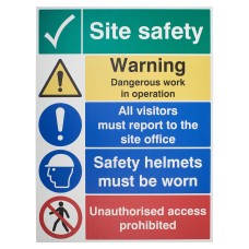 Exel Site Safety Warning Dangerous Work In Operation Sign - 600 x 800mm - Rigid Plastic