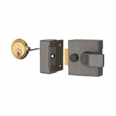 Yale 85 Double Locking Nightlatch - 40mm Backset - Grey Case/Polished Brass Cylinder 