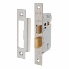 Exel Contract 3 Lever Sashlock - 65mm Case - 44mm Backset - Polished Nickel