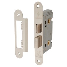 Exel Contract Bathroom Lock - 65mm Case - 44mm Backset - Radius - Polished Nickel