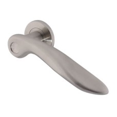 Hampstead Satin Stainless Steel Door Handles on Round Rose - Swept Range 