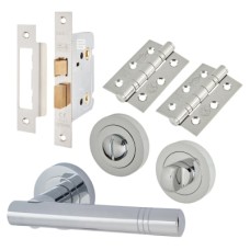 Exel Dakota Bathroom Lock Door Handle on Rose Kit - Polished Chrome