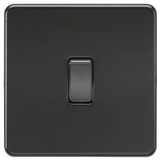 Knightsbridge 10AX 1 Gang Screwless Flat Plate Double Pole Light Switch - Matt Black