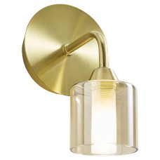 Forum Spa Patras Indoor Wall Light - Satin Brass Fittings and Champagne Glass Shade