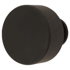 Carlisle Brass Knurled Radio Round Cabinet Knob - 35mm Diameter - Matt Black