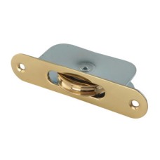 Exel Radius Ball Bearing Sash Window Pulley - 44mm Curved Metal Wheel - Polished Brass