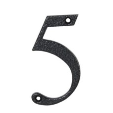 76mm Screw Fix Door Numeral - 5 - Antique Black Iron