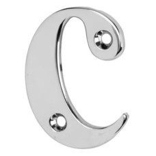 55mm Screw Fix Door Letter - c - Bright Chrome