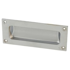 Exel Rectangular Flush Cabinet Pull Handle - 102 x 45mm - Satin Chrome