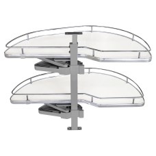 Emuca Supra Lake Corner Pull Out Organiser - Cabinet Width 860mm - Left Hand - White