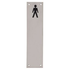 Exel Finger Plate - Mens Toilet Door Sign - 300 x 75mm - Polished Stainless Steel