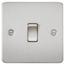 Knightsbridge 20A 1 Gang Flat Plate Double Pole Appliance Switch - Brushed Chrome
