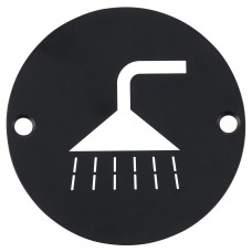 Exel Shower Door Sign - 75mm Diameter - Matt Black
