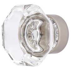 Exel Faceted Floral Glass Cabinet Knob - 35mm Diameter - Satin Nickel