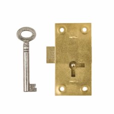 1 Lever Straight Cupboard Lock - 63 x 32mm - Keyed Alike - Polished Brass