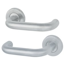Exel Satin Stainless Steel 19mm Return to Door Handles on Round Rose