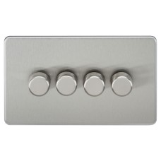 Knightsbridge 5 - 150W 4 Gang 2 Way Push On/Off Rotary Intelligent LED Dimmer Switch - Brush Chrome