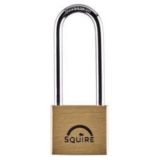 Squire Lion Open Long Shackle Padlock - 40mm Body - 64 x 22.5mm Shackle - Brass