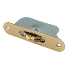 Exel Radius Axle Sash Window Pulley - 44mm Curved Metal Wheel - Polished Brass