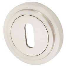 Burlington BUR60 by Frelan Escutcheon with Stepped Rose - 53mm Diameter - Keyhole - Satin Nickel