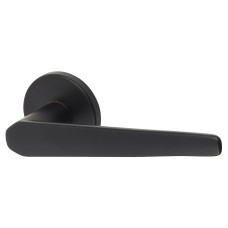 Urfic Matt Black Door Handles on Round Rose - Easy Click Neptune Range 