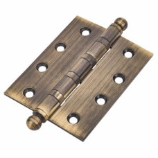 Ball Tip Ball Bearing Butt Door Hinge - 100 x 75 x 3mm - Antique Brass - Pair
