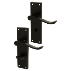 Exel Matt Black Budget Scroll Bathroom Door Handle - Mia Range - 153 x 42mm