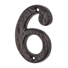 Elan 76mm Screw Fix Door Numeral - 6 / 9 - Metalized Antique Black Iron